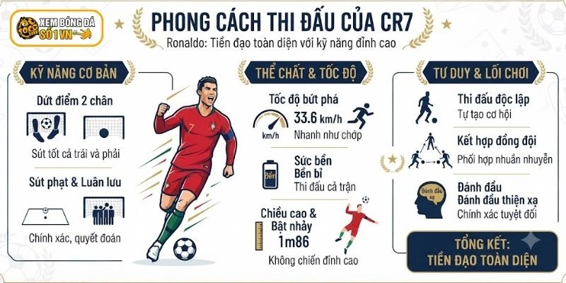 Tiểu Sử Cristiano Ronaldo - Sự Nghiệp Đỉnh Cao, Đẳng Cấp 6 Ronaldo có phong cách thi đấu nhanh nhạy và khéo léo