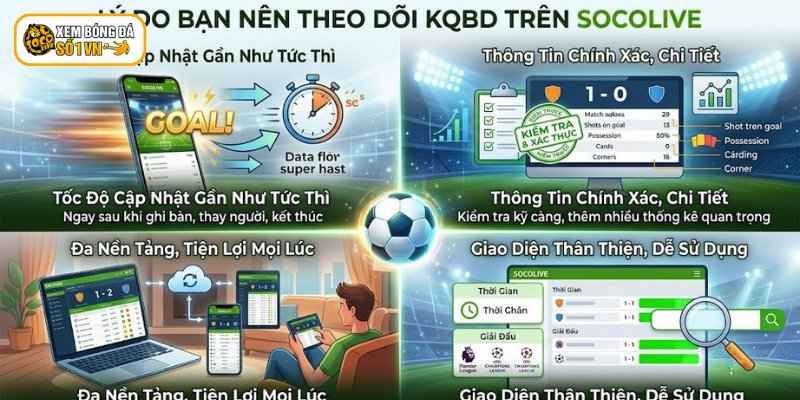 Theo dõi KQBD trên Socolive mang đến nhiều ưu điểm